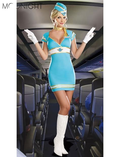 Moonight Women Sexy Stewardess Uniforms Ladies Air Hostess Flight