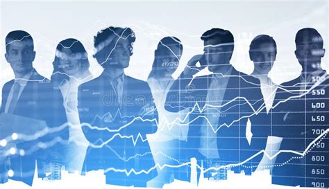 Teamwork Technology And Stock Market Changes With Lines Stock Image