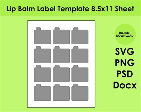 Lip Balm Label Template 85x11 Sheet Svg Png Psd And Docx Etsy