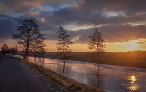 Landschap Netherlands Overijssel Landscape Cold Sunrise Winter Nature