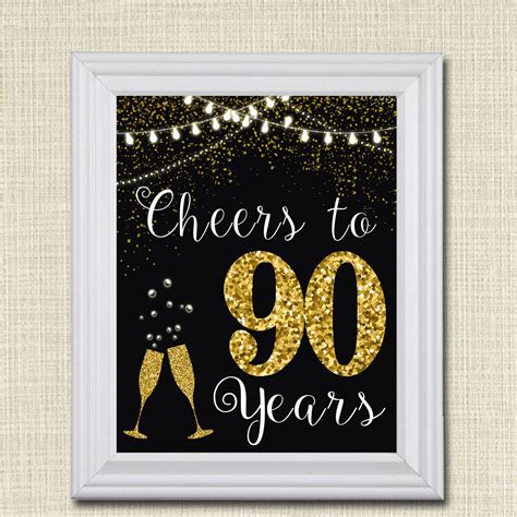 Cheers To Ninety Years Cheers To 90 Years 90th Wedding Sign Etsy
