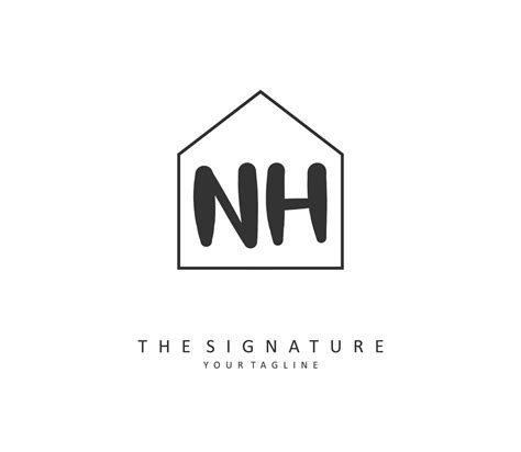 N H Nh Initial Letter Handwriting And Signature Logo A Concept Handwriting Initial Logo With