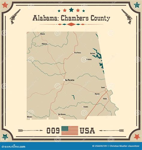 Large Map Of Chambers County In Alabama Vector Illustration