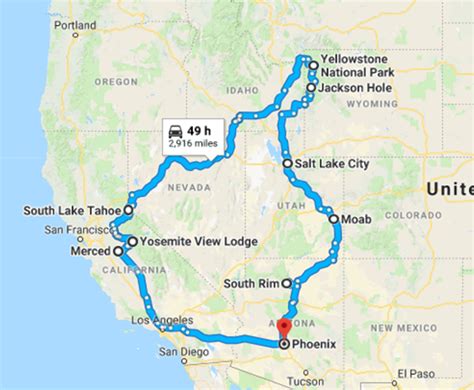 Western Us Road Trip Map