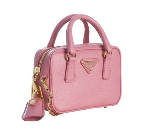 Prada Pink Saffiano Leather Lux Mini Crossbody Bag Bags Celebrity