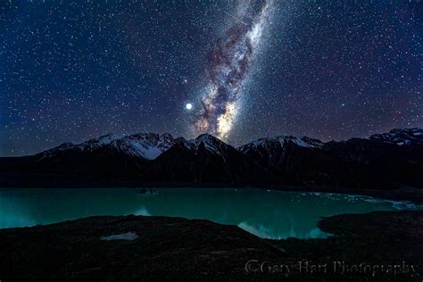 Wanaka Night Milky Way And City Lights Lake Wanaka New Zealand