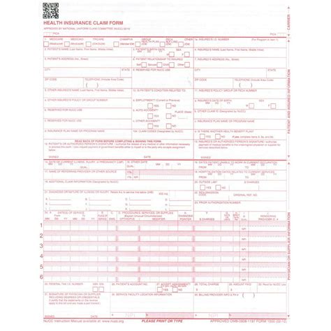 Ub 04 Cms 1450 Health Insurance Claim Form 500 Count Single Sheets