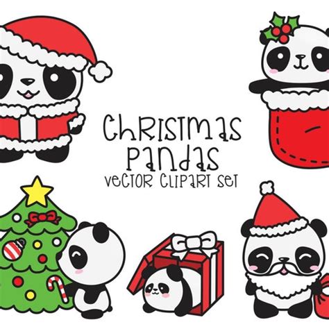 Premium Vector Clipart Kawaii Pandas Cute Pandas Clipart Etsy