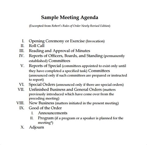 Free 11 Sample Board Meeting Agenda Templates In Pdf Ms Word