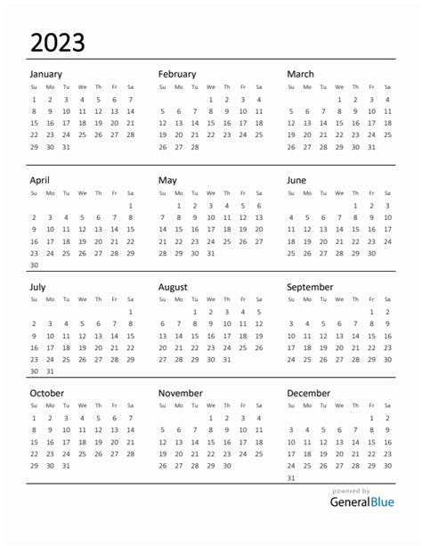 Free 2023 Calendars In Pdf Word Excel