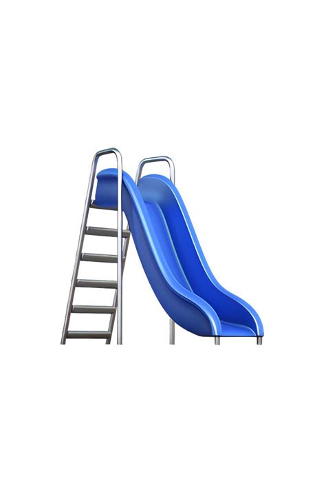 A Blue Slide Next To A Metal Ladder On A White Background With Clipping