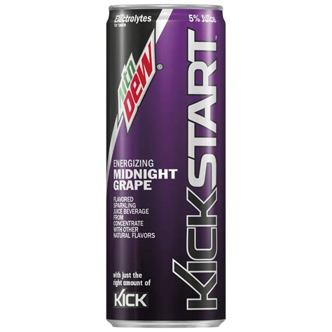 Mtn Dew Kickstart Midnight Grape 12oz Sleek Cans Pack Of 18