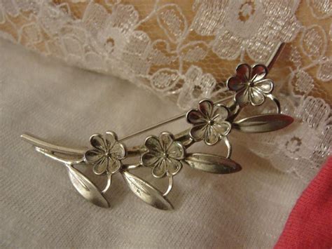 Vintage Signed Beau Sterling Silver Floral Flowers Brooch Pin Ebay