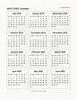 2019 2020 Calendar Printable Template On One Sheet Excel Pdf Word - Riset