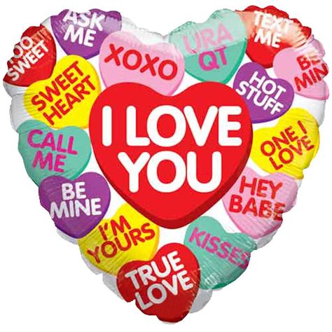 Colorful Candy Hearts Xoxo I Love You Sweet Heart Balloon Bouquet