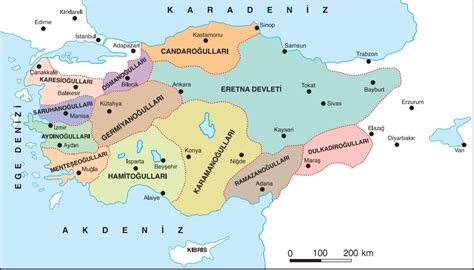 1 Dönem Türk Beylikleri Haritası