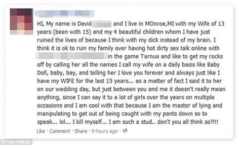 Cringe Worthy Facebook Posts See Adulterers Exposed Daily Mail Online