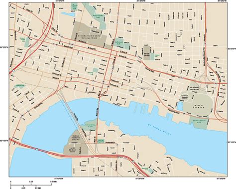 Jacksonville Downtown Wall Map By Map Resources Mapsales