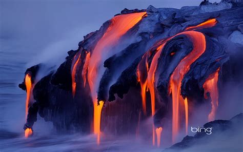 Hd Wallpaper Water Nature Volcanoes Lava Magma Watermark Bing