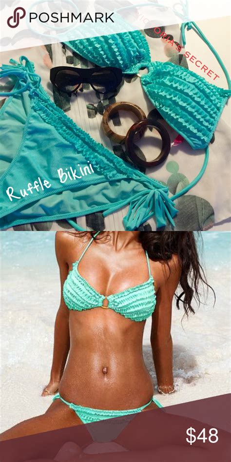 Turquoise Ruffle Bikini Set Bikinis Ruffled Bikini Bikini Set