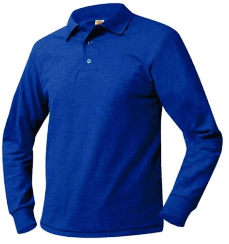 Unisex Mesh Knit Polo Shirt Long Sleeve Royal Blue