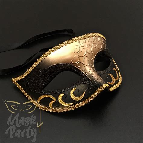 Sale Masquerade Venetian Eye Glitter Blackgold Gold Masquerade