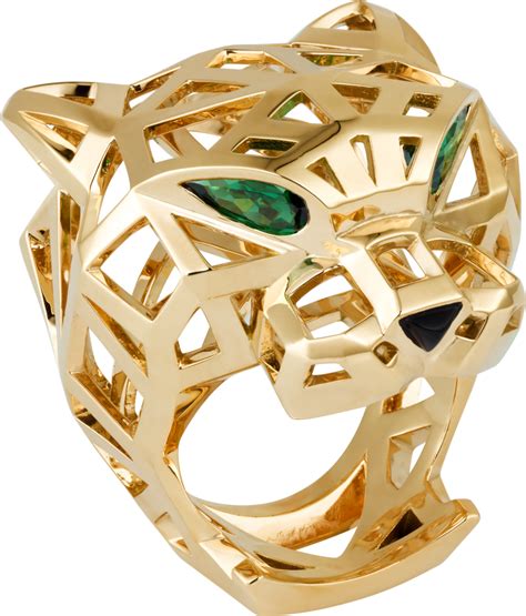 Crn Panth Re De Cartier Ring Yellow Gold Tsavorite Garnets Onyx Cartier