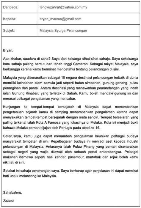 Contoh Email Bahasa Melayu Contoh Karangan Pendek Spm Contoh Karangan
