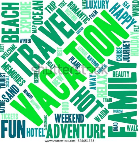 Vacation Word Cloud On White Background Stock Vector Royalty Free