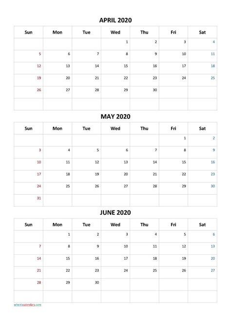 Printable Multi Month Calendar 2021