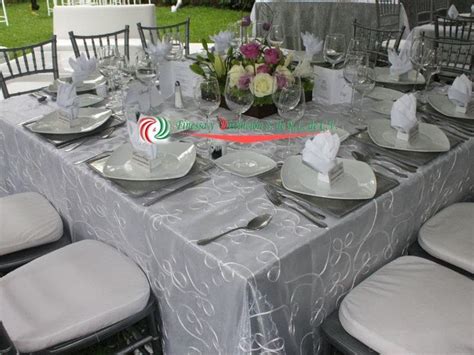 Cubre Mantel Blanco Organza Silla Tiffany Plata Manteles Mesas De Boda Mantel Blanco