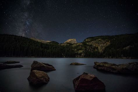 Milky Way Rising Over Bear Lake Rocky Mountain National Park In
