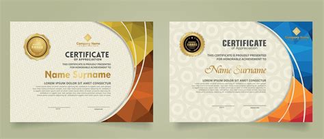 Set Modern Certificate Template With Triangle Geometric Polygon On