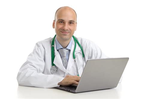 Cheerful Doctor Sitting At The Desk Stock Photo Image Of Medical