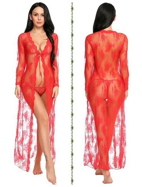 Buy Lingerie For Women Sexy Long Lace Dress Sheer Gown See Through