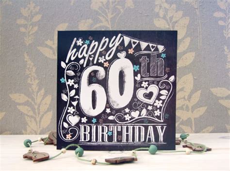Happy 60th Birthday Chalkboard Style Card Etsy