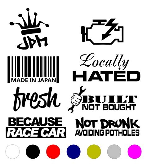 Jdm Lot 8 White Sticker Pack Car Decal Vinyl Jdm Funny Kdm Low Tuner