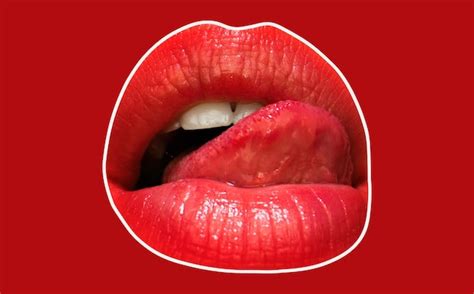 Premium Photo Sexy Licking Lips Female Mouth With Tongue Licked His Red Lips Open Female Mouth
