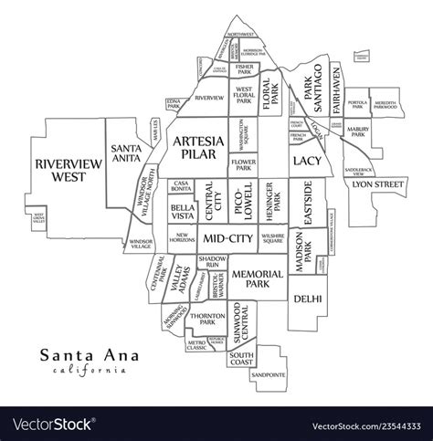 Santa Ana California Map Printable Maps