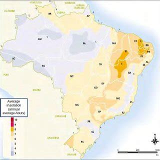 Annual hours average of insolation in Brazil ATLAS Solarimétrico do