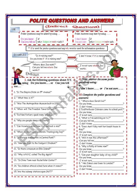 POLITE QUESTIONS AND ANSWERS REPORTED SPEECH ESL Worksheet By Kiaras