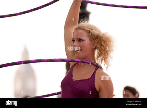Hula Hooper Lisa Lotti Performs On Londons South Bank With Big Ben In