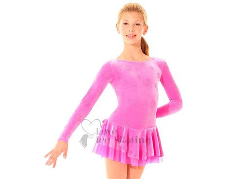 Mondor Velvet Pink Glitter Skating Dress Love Ice Skating
