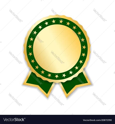 Award Ribbon Isolated Gold Green Design Medal Vector Image