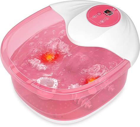 misiki foot spa foot bath massager with heat bubbles vibration red light and temperature