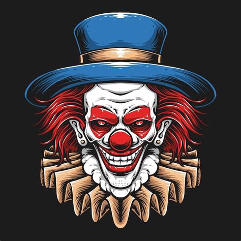 Premium Vector Scary Clown Wearing Hat Vector