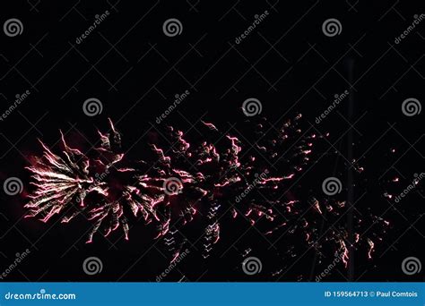 Time Lapse Photo Of Fireworks Celebration At Night In The Dark Stock