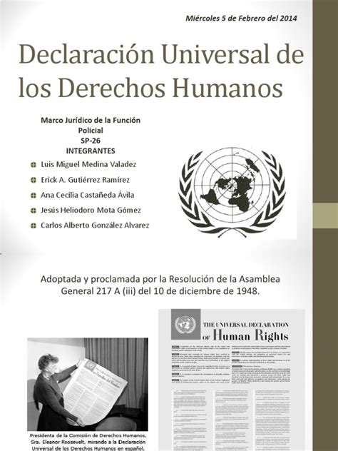 Declaración Universal De Los Derechos Humanospptx Libertad Derechos