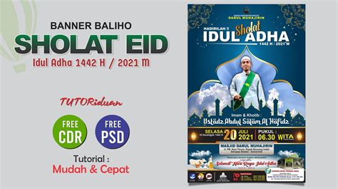 Desain Banner Baliho Sholat Eid Dengan CorelDraw Photoshop Free CDR