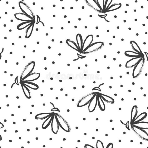 Black And White Floral Seamless Pattern Stock Vector Illustration Of